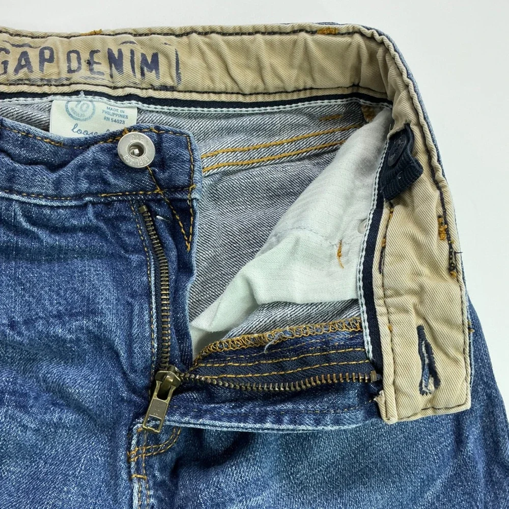 Gap Blue Loose Fit Jeans Kids Size 10 Regular Adjustable Waist Denim